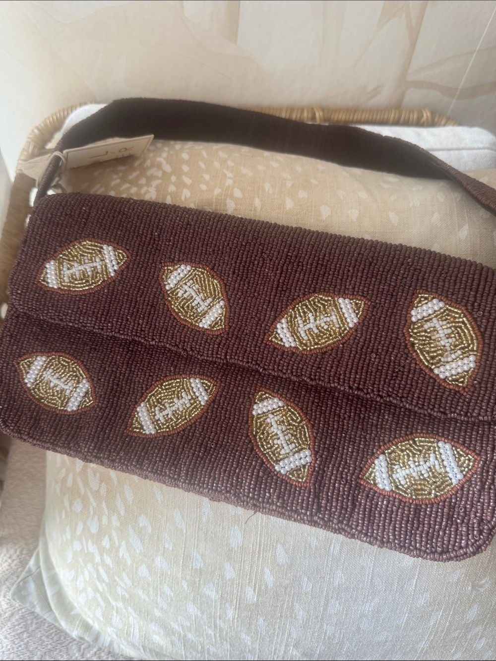 NWT Brown Beaded Football Purse - Perfect for Football season